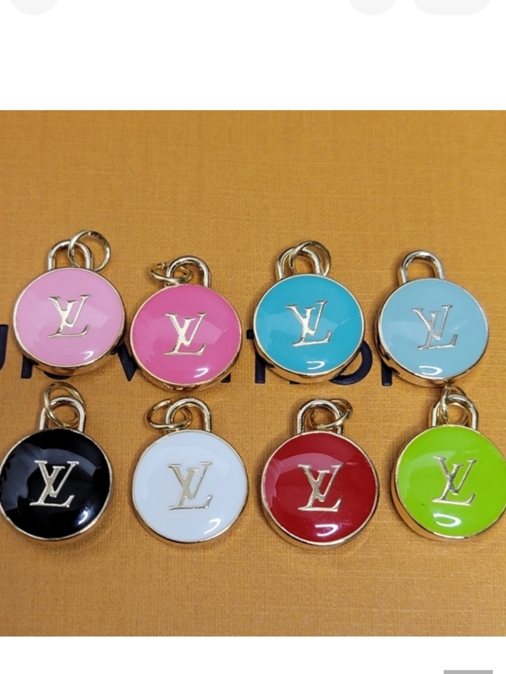 8 Louis Vuitton Double Sided Zipper Pulls, Gold/multi Color